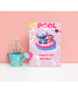 Stitch &amp; Lilo Pink Pool Birthday Invitation | Tropical Summer Splash Par... - $3.60