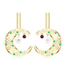 KICKY &amp; PERKY 925 Sterling Silver 14k Gold Plated Half Moon Dangle Earrings Hypo - $129.00