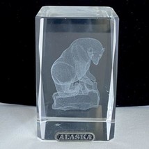 Alaska Bear Souvenir Laser Etched 3D Image Crystal Glass Cube Paperweight READ - £9.58 GBP