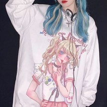 Deeptown Streetwear  Print Oversize Hoodies Women  Harajuku Hip Hop Sweatshirt F - £71.55 GBP