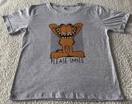 Garfield Women&#39;s Garfield Gray Please Smile Graphic Shirt New Size S - $19.98