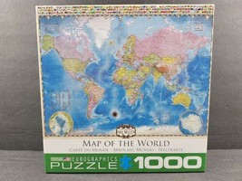 Eurographic Map Of The World 1000 Pc Jigsaw Puzzle Educational Kid Fun G... - $20.78