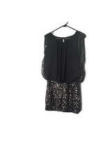 Windsor Size Small Black Blouson Sleeveless Dress Sequin Fitted Skirt Sh... - $12.16