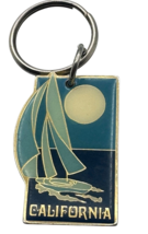 Vintage California Keychain Surfboard Enamel Blue Sailboat Key Chain Oce... - $13.41 CAD