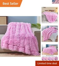 Chic Light Pink Faux Fur Throw Blanket 50x60 - Ideal for Cuddling &amp; Travel - $700.57 MXN