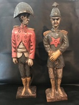 Tall Hand Carved WW1 French Soldiers - Antique Folk Art - £94.37 GBP