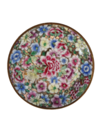 Vtg Overjoy Hand Painted Hong Kong floral pattern enamel over brass smal... - $27.32 CAD