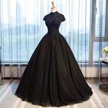 Gothic High Neck Cap Sleeves Gorgeous Gown - £165.44 GBP