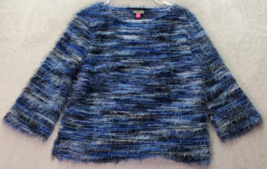 Vince Camuto Sweater Womens Small Blue Hairy Space Dye Long Sleeve Round Neck - £19.16 GBP