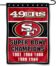 San Francisco 49Ers 5 Time Super Bowl Champions Double Sided Garden Fl - £30.83 GBP