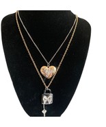 Guess Y2K Two Tone Double Strand Lock Heart and Key Necklace - $20.00