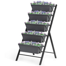 Costway 4 FT Vertical Raised Garden Bed 5-Tier Planter Box for Patio Flower Herb - £131.15 GBP