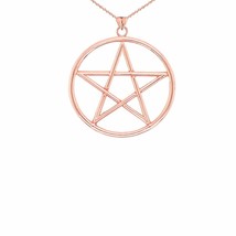  Small Solid 14k Rose Gold Pentagram Friendship Pendant Necklace 16&quot; 18&quot; 20&quot; 22&quot; - £200.30 GBP+