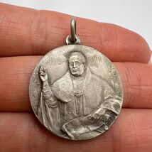 1925 Antique Christian Medal Pendant Silver Pope Pius XI Anno Jubilaei R... - $48.00