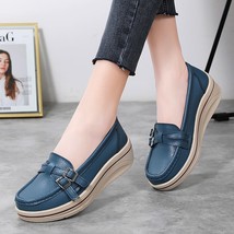 Spring Autumn Women Flats Platform Loafers Ladies Leather Comfort Wedge Orthoped - £36.57 GBP