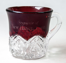 Heisey Glass Ruby Red Flash Souvenir Cup New Haven Conn - £6.29 GBP