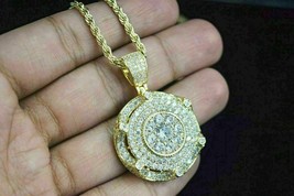 3.20CT Imitación Diamante Colgante Medallón Charm Pavé 14K Oro Amarillo Chapado - £150.06 GBP