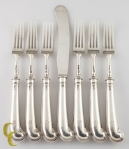 D&amp;J Welby Sterling Silver Flatware Set 6 Forks and 1 Butter Knife London 1911 - £1,626.32 GBP