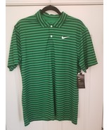 Nike Essential Stripe Polo Men&#39;s Size Medium  Color Green Stripe - $49.09 CAD