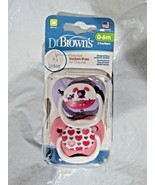 Dr Browns PreVent Orthodontic Pink Pacifier 2 pk 0-6m Dogs and Red Purpl... - £7.85 GBP