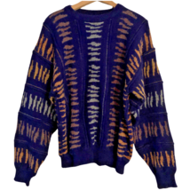 K.Cosa 3D Knit Crewneck Sweater Mens Size L VTG 90s Cosby Pullover Abstract - £23.56 GBP
