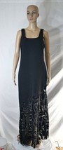 Joseph Ribkoff Long Black Sleeveless Evening Gown Floral Burnout Hem Wms... - £33.85 GBP