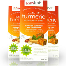 powbab Peanut Turmeric Supplement Bites Protein Snack, Organic Curcumin ... - $18.80