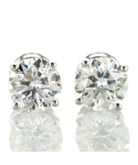 Diamond Stud Earrings Round Shape Real 1.82 Carat E/F I1 Natural 14K Whi... - £3,135.86 GBP
