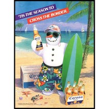 1988 Corona Extra Beer Vintage Print Ad Snowman Beach Sail Boats Surfboard Art - £8.46 GBP