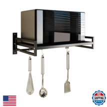 ABCOOL Wall Mount Microwave Oven Shelf Rack Kitchen Home Black Carbon St... - $83.98