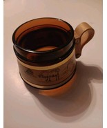 Small Brown Glass Mug With Wooden Handle Florida 1970s - $13.98