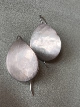 Large Slightly Hammered 925 Marked Silver Teardrop Dangle Earrings for Pierced - £17.79 GBP