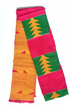 African Kente Scarf Handwoven Ghana Sash Asante Stole African Art Textil... - $29.99