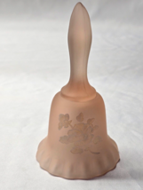 Vintage WESTMORELAND 5.25&quot; Glass Bell Hand Painted White Rose On Pink Mist - $12.92