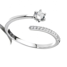 14K White Gold Plated 1 Ct Moissanite Solitaire Open Adjustable Engageme... - $137.12