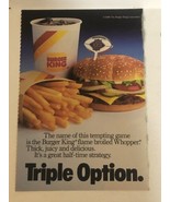 1988 Burger King Triple Option Vintage Print Ad Advertisement  PA1 - $7.91