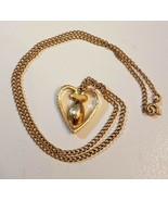 Avon HEART NECKLACE Chocolate Rhinestone Marquise Navette Gold Plated Pe... - £14.01 GBP