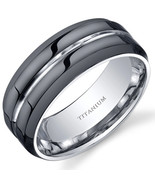 Men&#39;s 8mm Black Titanium Modern Style Ring - £59.63 GBP+