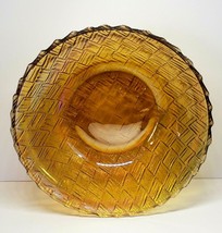 Vintage Indiana Glass Iridescent Carnival Glass Basket Weave Pattern 9&quot; Bowl - £20.58 GBP