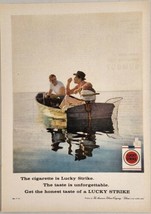 1959 Print Ad Lucky Strike Cigarettes Fishermen Smoking Luckies Vintage Outboard - £15.27 GBP