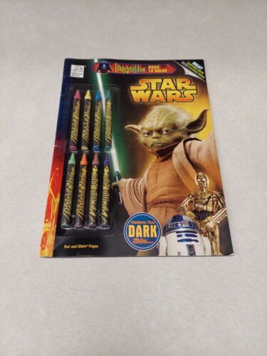 Star Wars Bright Idea Book to Color Milky Crayons Black Pages Yoda C-3PO... - $14.65