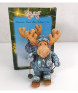 Vintage Youngs Holiday Gifts Glittery Blue Christmas Skiing Moose 5.5&quot; F... - €12,77 EUR