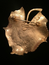 60s Kramer gold leaf with real cultured pearl brooch image 4