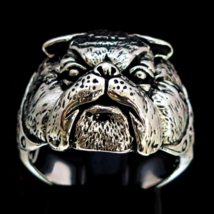 Sterling silver ring British Bulldog England breed Dog high polished and antique - £47.96 GBP