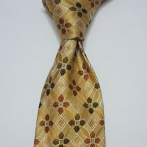 Ermenegildo Zegna Men Tie 3&quot; wide 58&quot; long Yellow With Print Made in ITALY - £75.50 GBP