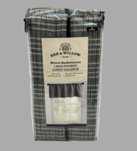 Bee &amp; Willow Woven Basketweave Rod Pocket Valance 50&quot; x 18&quot; Charcoal Black White - £15.82 GBP