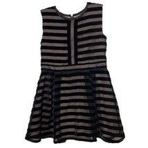 Bardot Junior Black Velvet Party Dress Girls 6-7 Sleeveless Stripes Wedding - £20.44 GBP