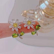 Shinning Zircon Branch Flower Earrings Korean Style Delicate New Jewelry Simple  - £8.12 GBP