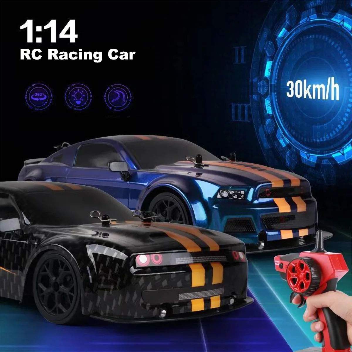 1:14 Scale RC Racing Car Toy Charger Mustang Sportcar Max 30KM/h High Sp... - £40.99 GBP