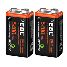 2 Pack Usb Rechargeable 9V Lithium Li-Ion Battery Batteries 5400Mwh 9-Volt - £24.77 GBP